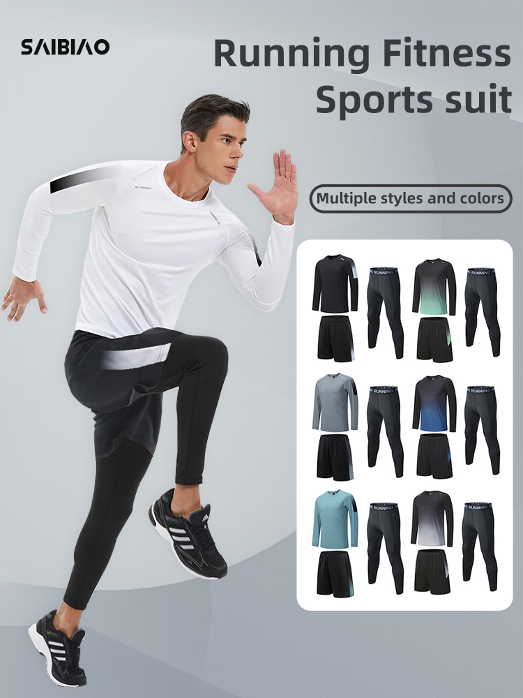 Compression Long Pant - メンズ弾性圧縮ボディビルディングスポーツウェアジムフィットネスシャツ長袖ワークアウト服タイツパンツとランニングトラック